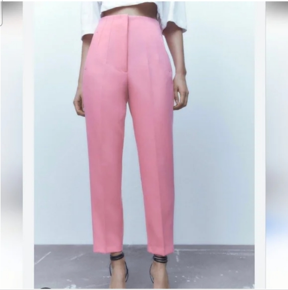 Zara Women's Pink Pants Size L Cropped